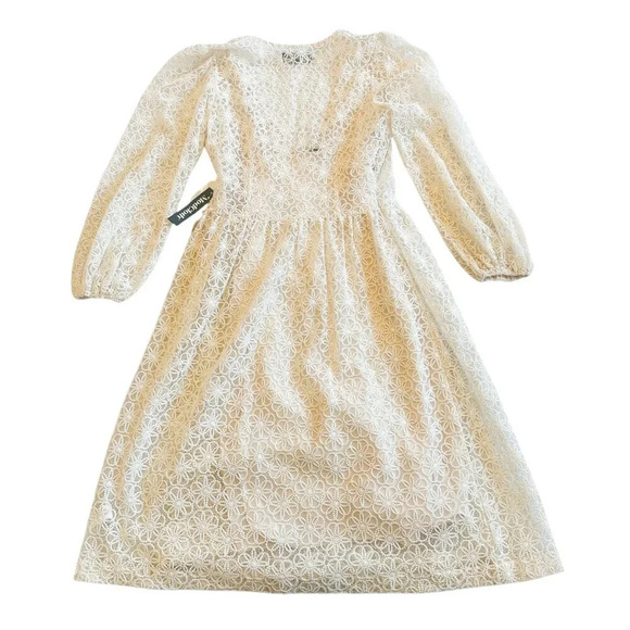 Modcloth Magic in the Air Wrap Dress Ivory Floral Lace w/ Liner Size Small NWT - Picture 8 of 14